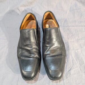 Magnanni Black Leather Slip On Loafers Men Size 12